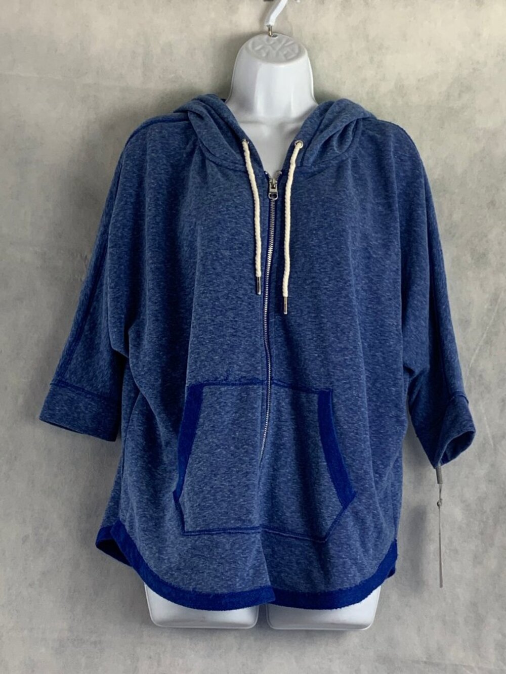 Calvin Klein Women's Dolman Sleeve Full-Zip Active Hoodie, Sapphire Blue, XL